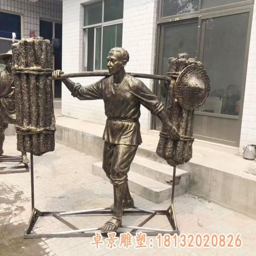 矿工人物铜雕 汉中黄铜工人雕塑加工厂